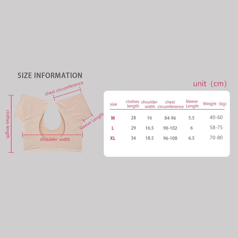 Felpe a forma di t-shirt abbigliamento lavabile abbigliamento deodoranti per il sudore cura delle ascelle assorbente per il sudore deodorante per le donne