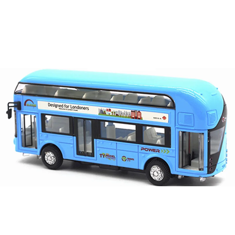 Diecast London Bus Dubbeldekker Bus Licht & Muziek Open Deur Ontwerp Metalen Legering Bus Ontwerp Voor Londenaren Speelgoed Voor Kinderen