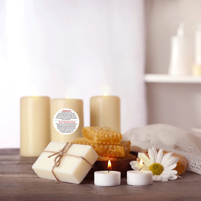 500 Pcs Candle Jar Container Labels Wax Melting Safety Stickers Decal for Candle Jars and Votives Round Warning Label Sticker