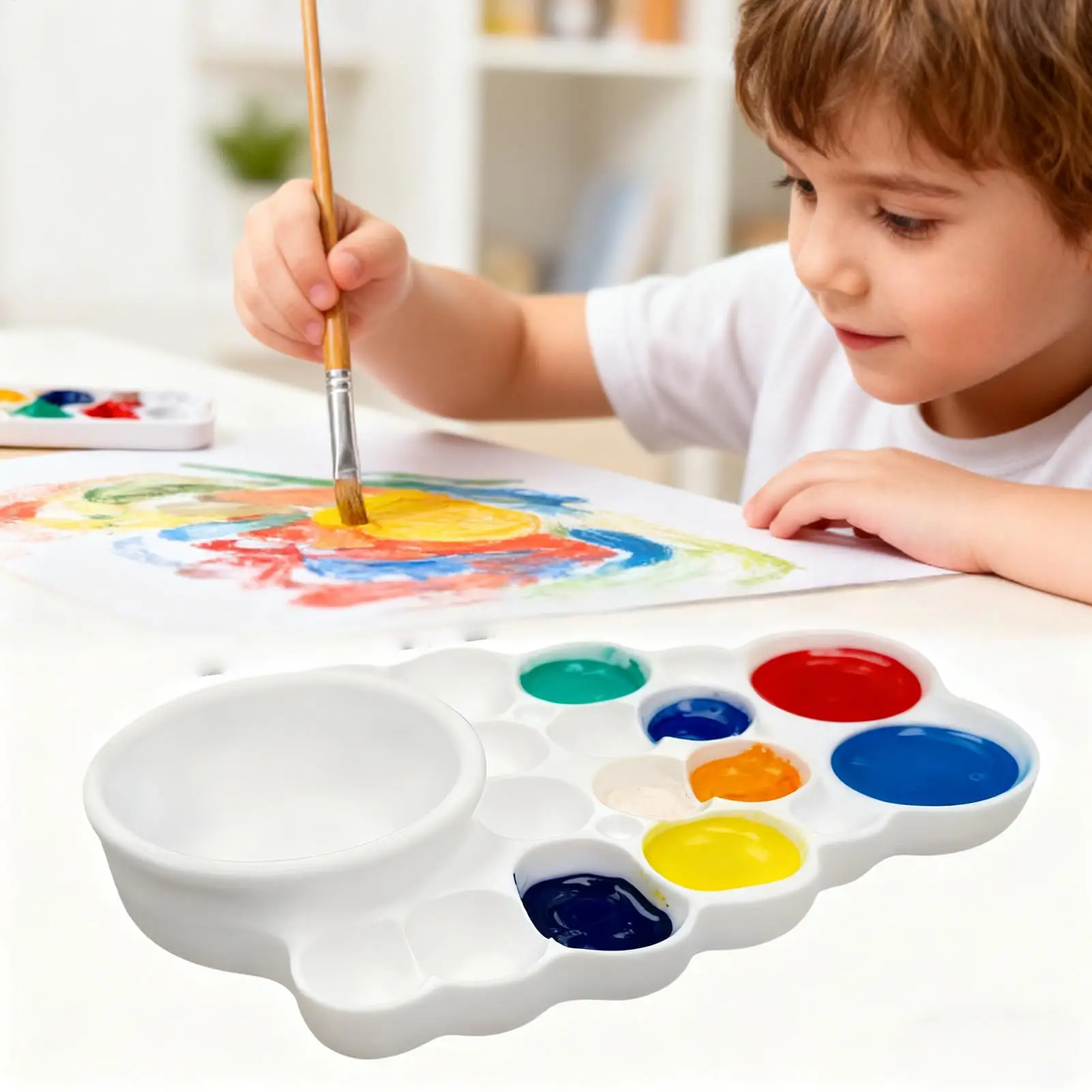 لوحة صينية الطلاء المحمولة لخلط الألوان، لوحة رسم فنية، صينية خلط الألوان المائية للأطفال والكبار والطلاب والأولاد والبنات الفنانين #3