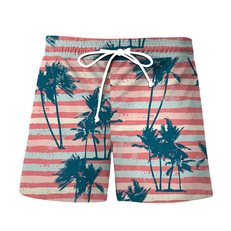 Hawaiian Tropical Plants 3d Print Beach Shorts Men Summer Street Short Pants Fashion Surf Board Shorts Male Loose Swim Trunks