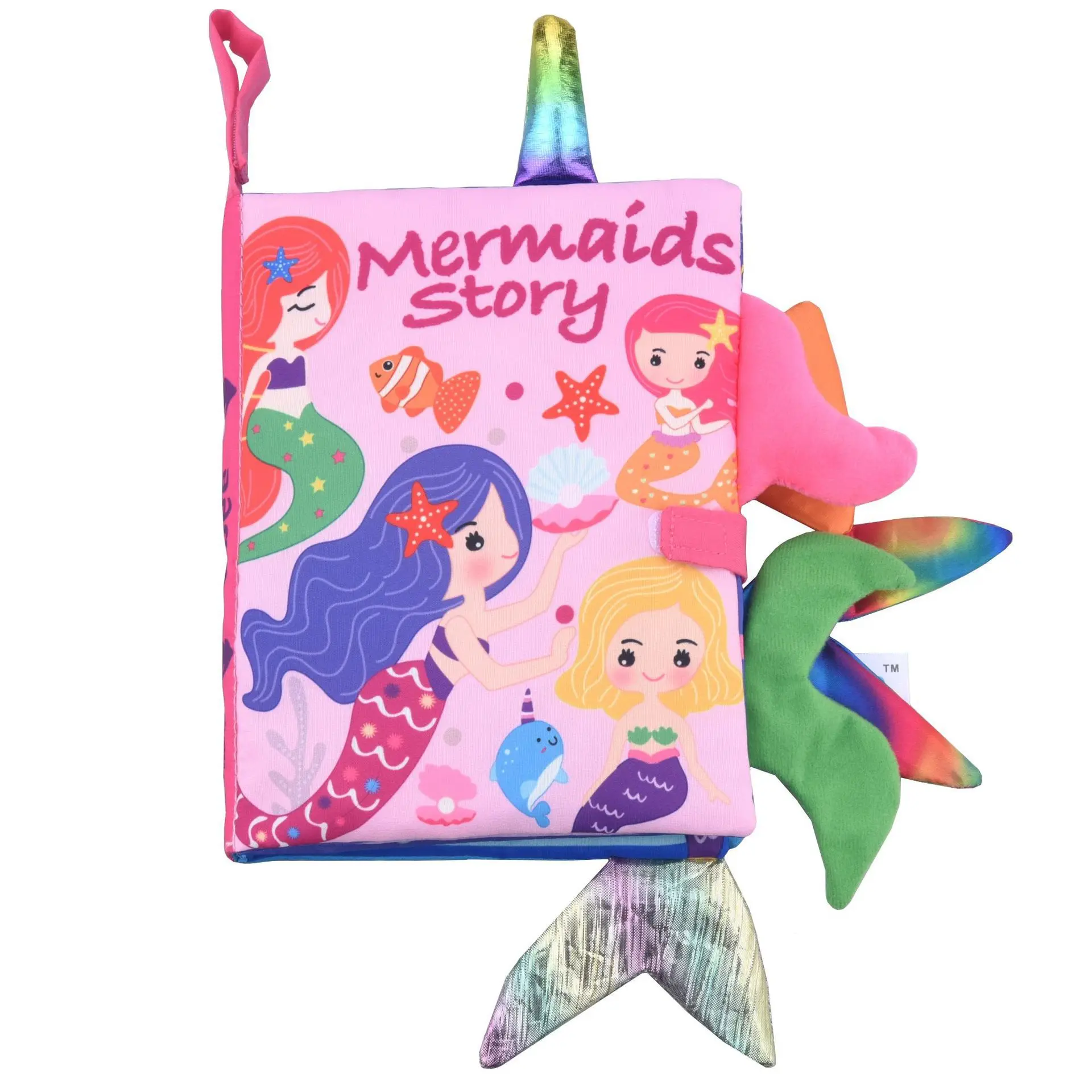 Libri di stoffa per code di animali morbidi per bambini Libri per bambini Giocattoli Appesi Tessuto non tossico Piega Sirena Libro di stoffa Giocattoli per l'educazione precoce