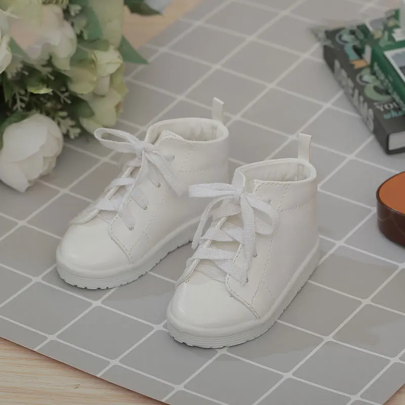 

1/3 Bjd Doll Shoes Ручная работа 9,3 см * 3,9 см * 4 см Модная повседневная парусиновая обувь Белая шнуровка Высокие туфли на плоской подошве для Bjd Doll Toy