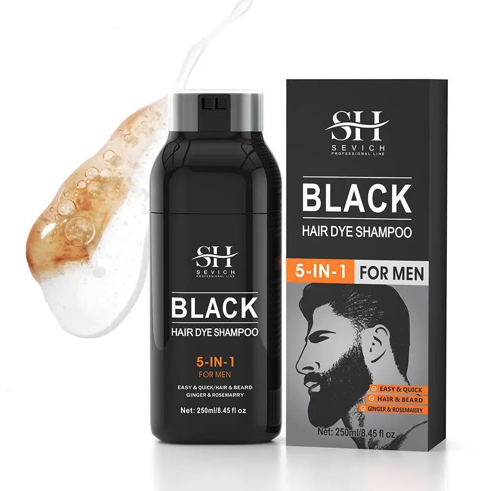 Tinte para el cabello y la barba para hombres, para cobertura del cabello gris, crema de tinte para el cabello de fruta negra Natural y champú para colorear con extracto de planta para retocar raíces