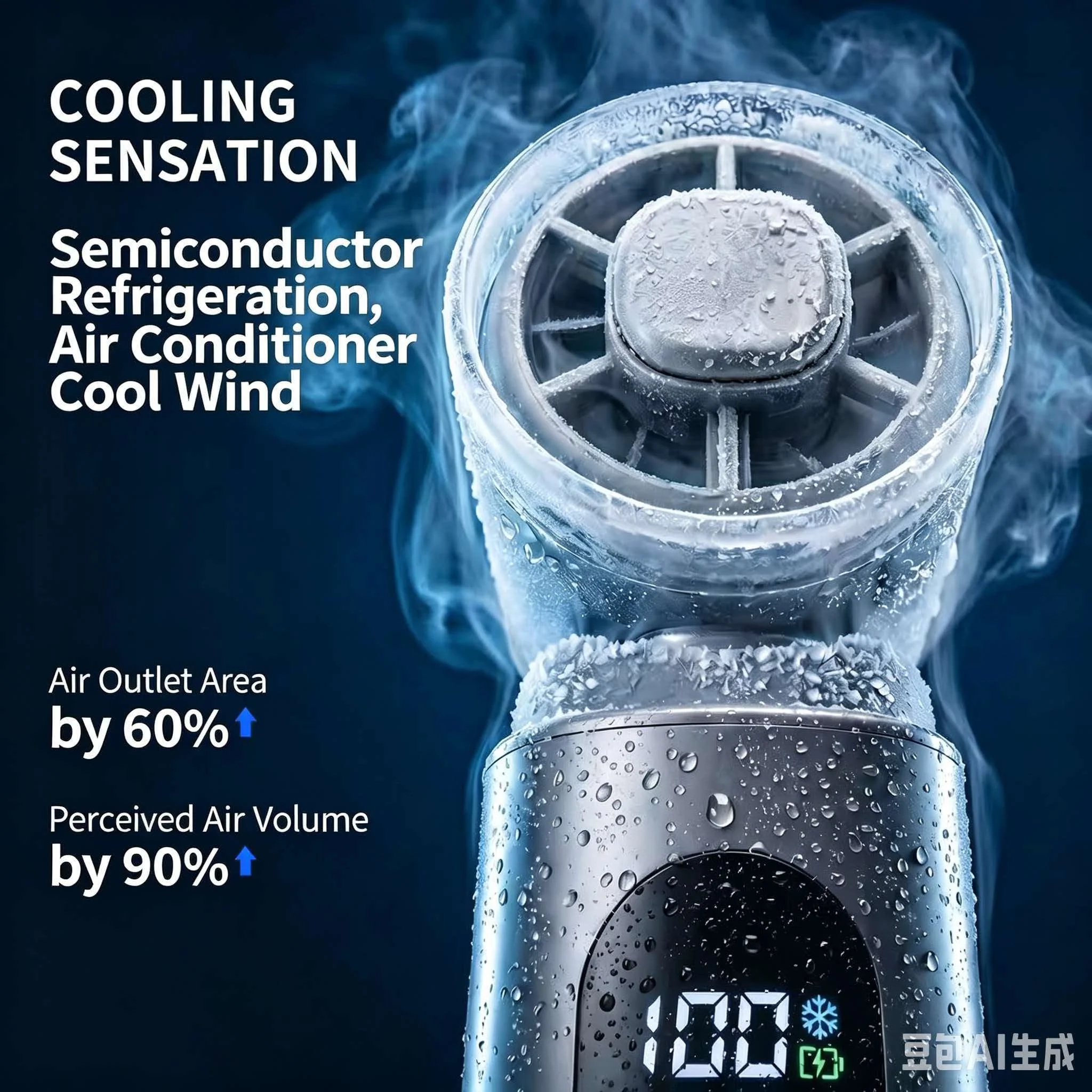 Portable Semiconductor Cooling Handheld Fan 100 Speed Turbo Ice Wind Mini Air Cooler 22.5W Bidirectional Fast Charging Power Ban