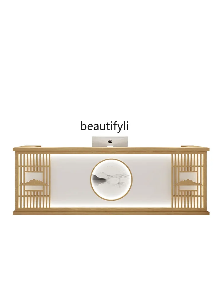 

Retro New Chinese Cashier Shop Clothing Beauty Salon Reception Table Reception Counter