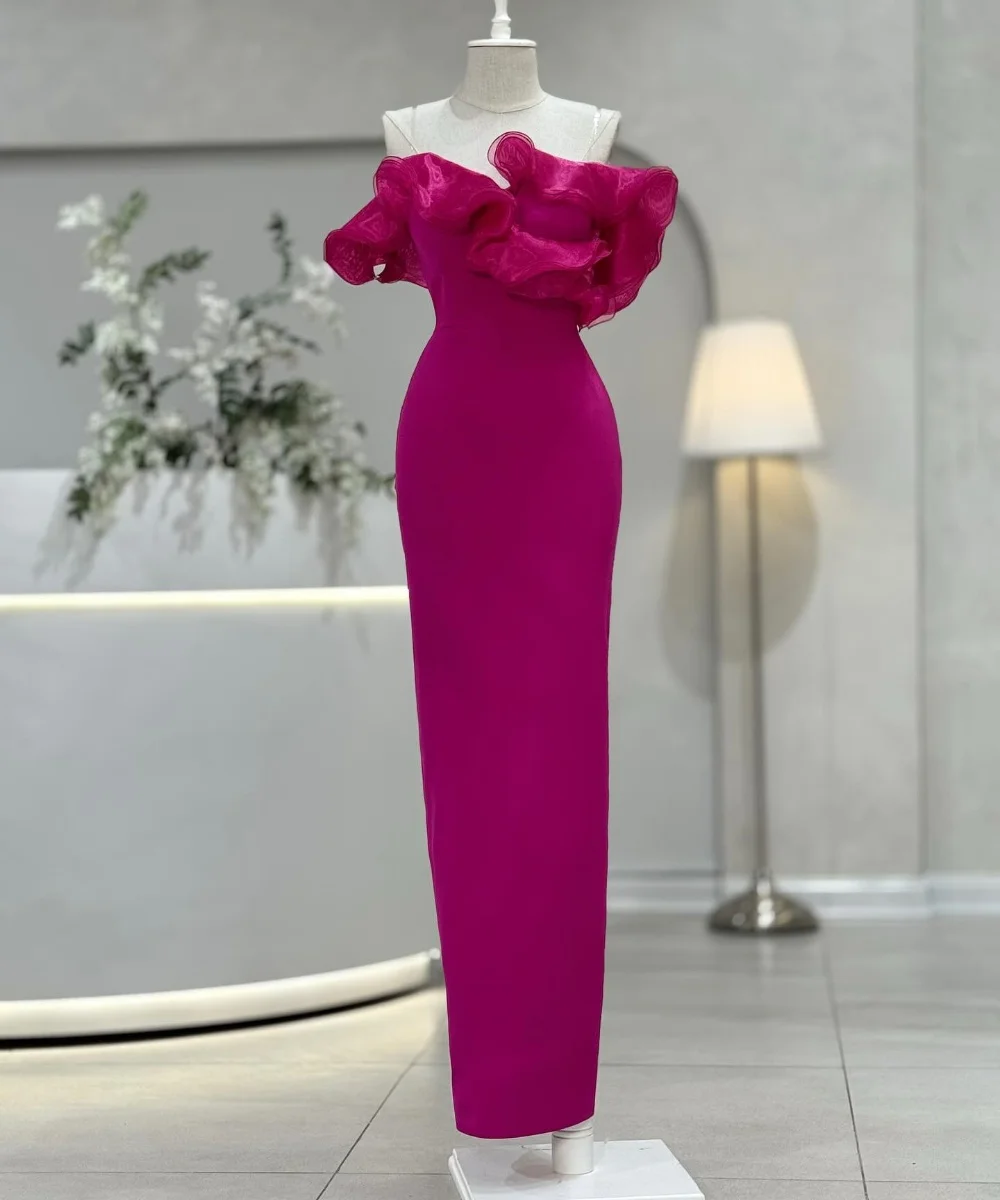 

Customized Exquisite Jersey Pleat Ruffle Straight Off-the-shoulder Long Dresses Bespoke Occasion Party High Quality