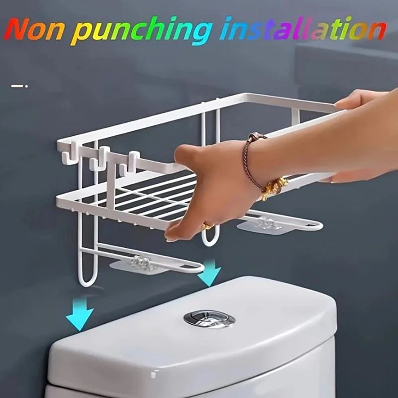 

Space Saver Over Toilet Shelf, No Drill Bathroom Organizer for Towels & Toiletries,Maximizes Vertical Storage in Small Bathrooms