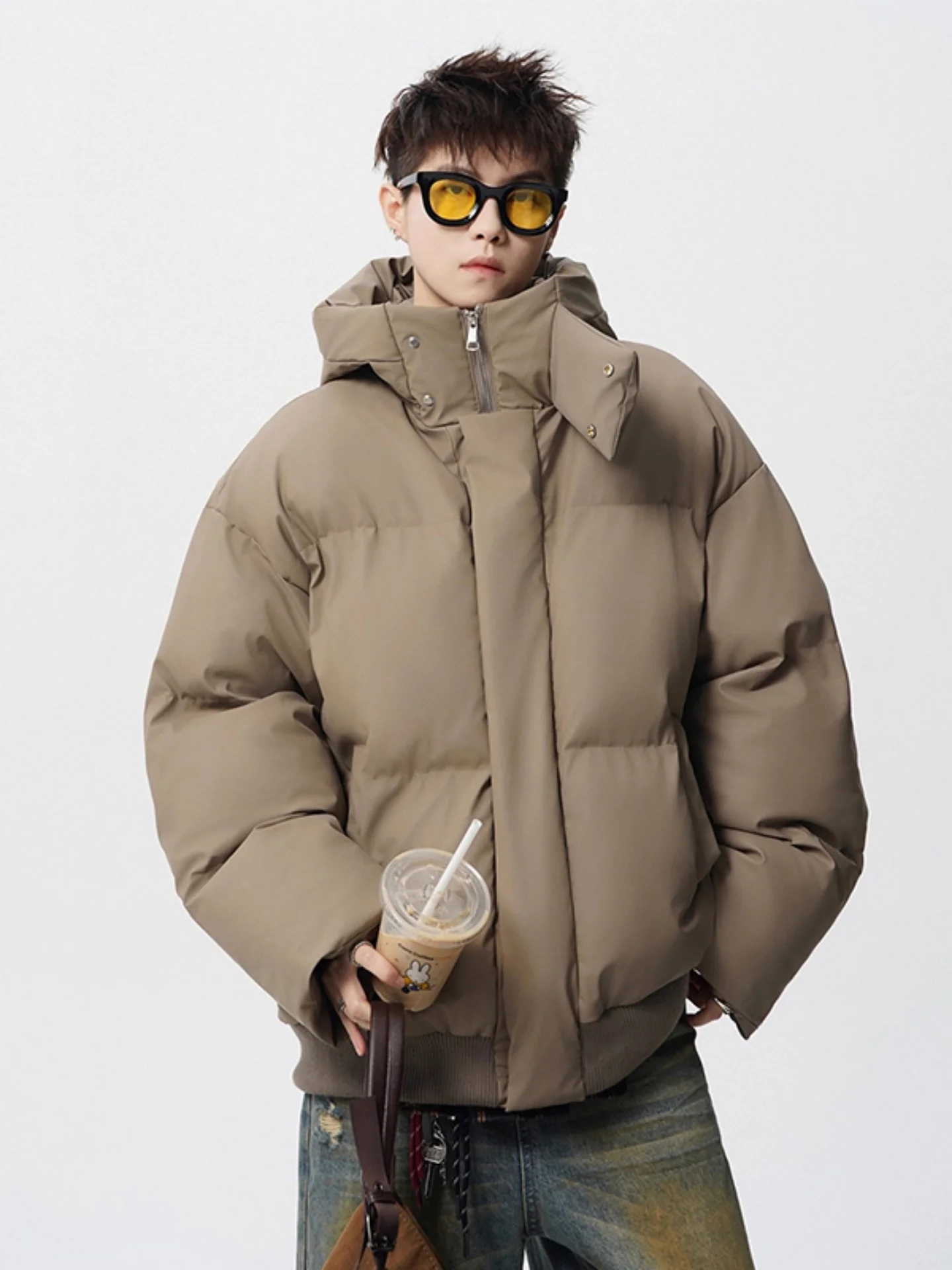 

Американская утепленная куртка из искусственной кожи и хлопка для мужчин, зимняя, модная, в стиле High Street, утепленное пальто на хлопковом наполнителе, свободное, теплое, дышащее.