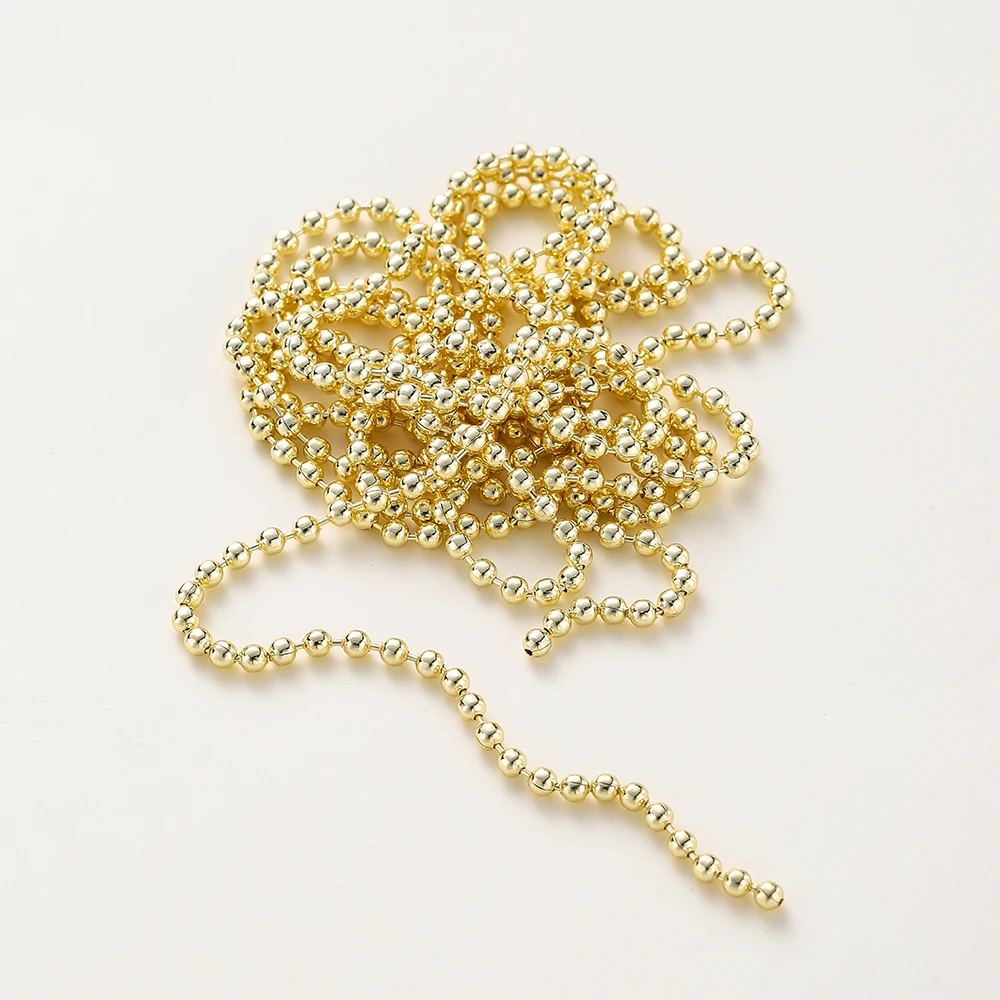 1Meter 1-2.4mm 14K Gold Color Plated Brass Round Beads Chain Ball Chain for DIY Necklace Bracelet Jewelry Making Accessories