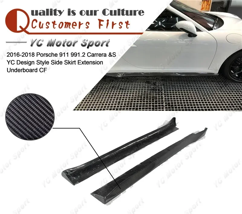 

Car Accessories Carbon Fiber YC Design Style Side Skirts Fit For 2016-2018 911 991.2 Carrera & S Side Skirt Extension Underboard