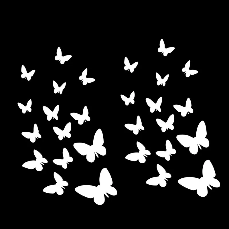 Butterflies Decal Vinyl Art Decoration Small Butterfly Car Stickers Black/Silver,16cm*13cm