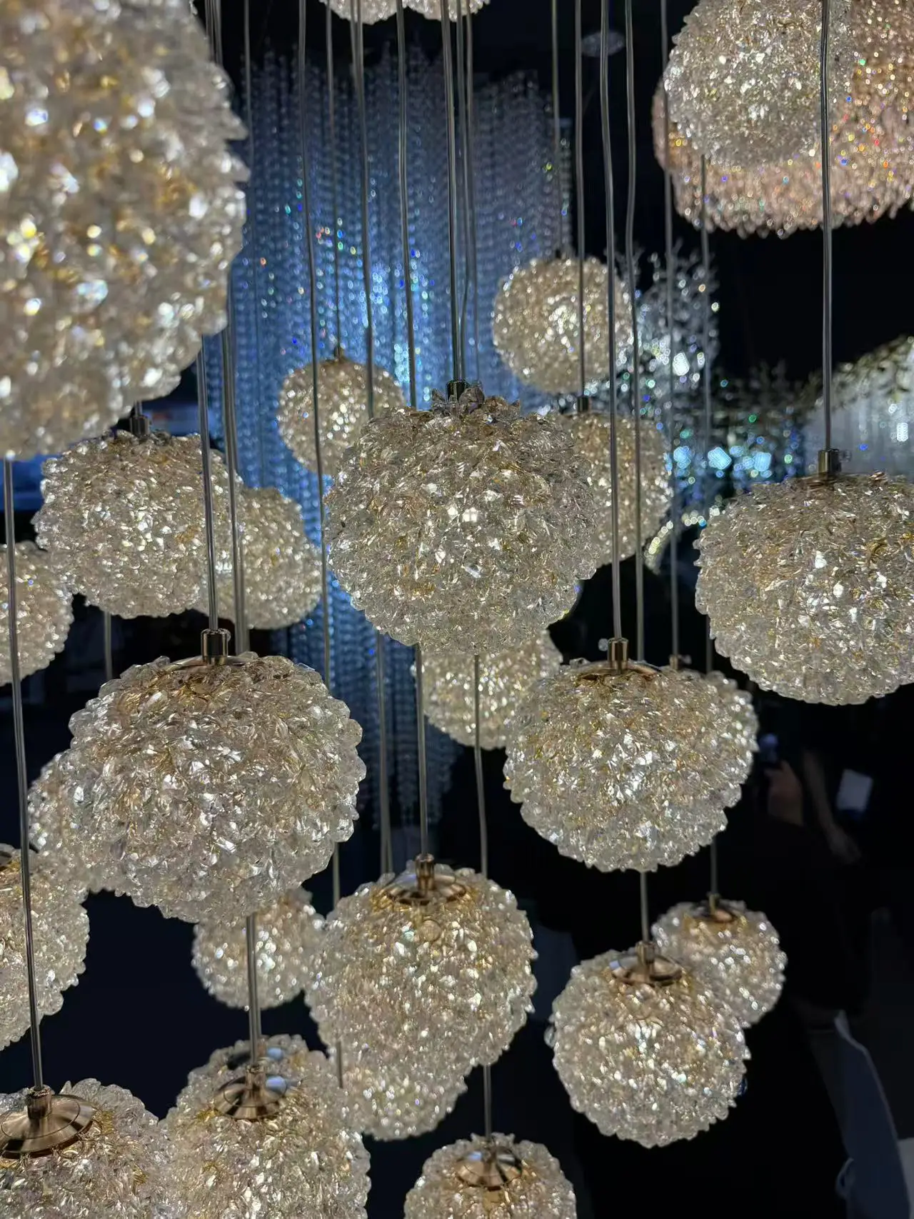 Modern Led Glass Ball Lampshade Ceiling Chandeliers Staircase Duplex Building Villa Loft Hollow