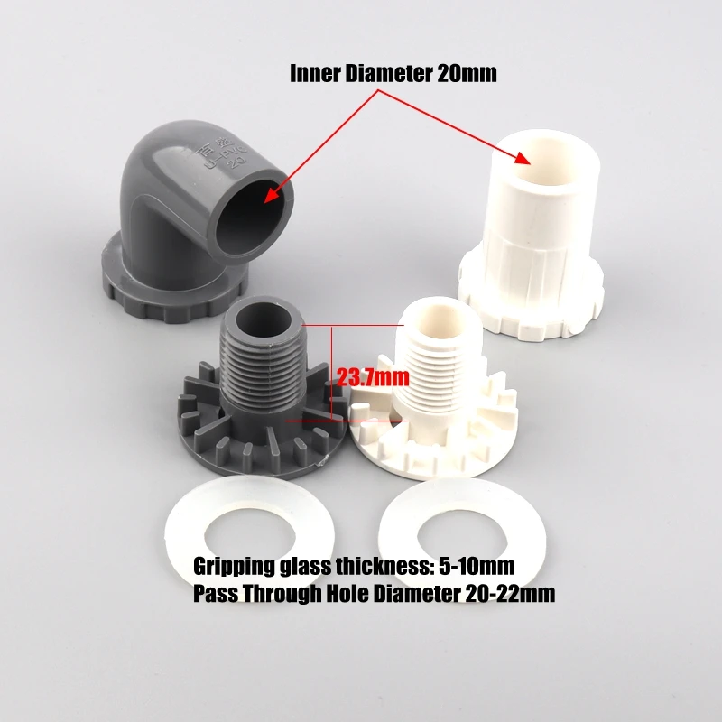 6pcs/lot 20/25mm PVC Direct/Elbow Strong Drainage Connector Aquarium Pool Water Fish Tank Drain Flat Bottom Filter Joint Pipe