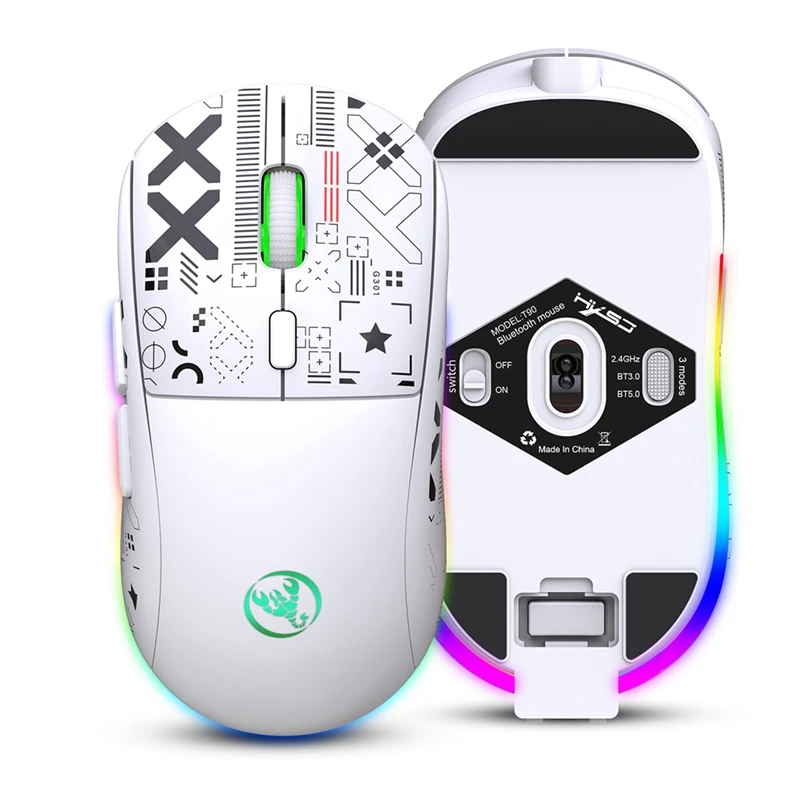 WISH HXSJ T90 2,4G Беспроводная механическая мышь RGB Игровая мышь Эргономичная мышь с разрешением 3600 точек на дюйм 11 режимов освещения RGB Мыши