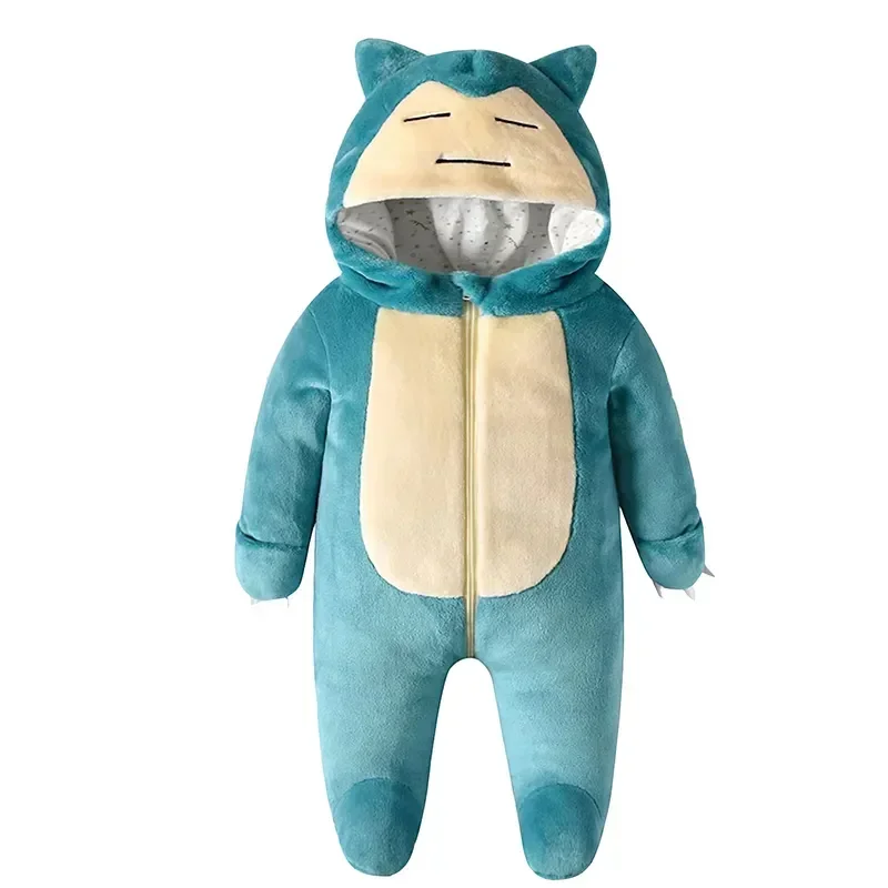 Snorlax Cosplay Costume Kawaii Baby Pikachu Pajamas Clothing Newborn Infant Rompers Onesie Winter Sleepwear Halloween