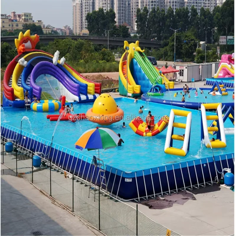 Summer Amusement Park Kids Cheap PVC Rectangular Square Metal Frame Swim Swimming Pool