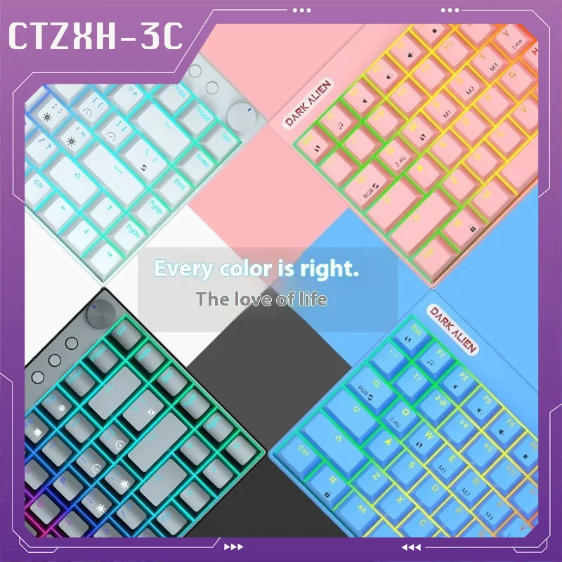 K84 Wired Wireless Bluetooth 84 Key Three Mode Mechanical Keyboard Wired Computer Green Axis Red Axis Tea Axis Gaming Keyboard