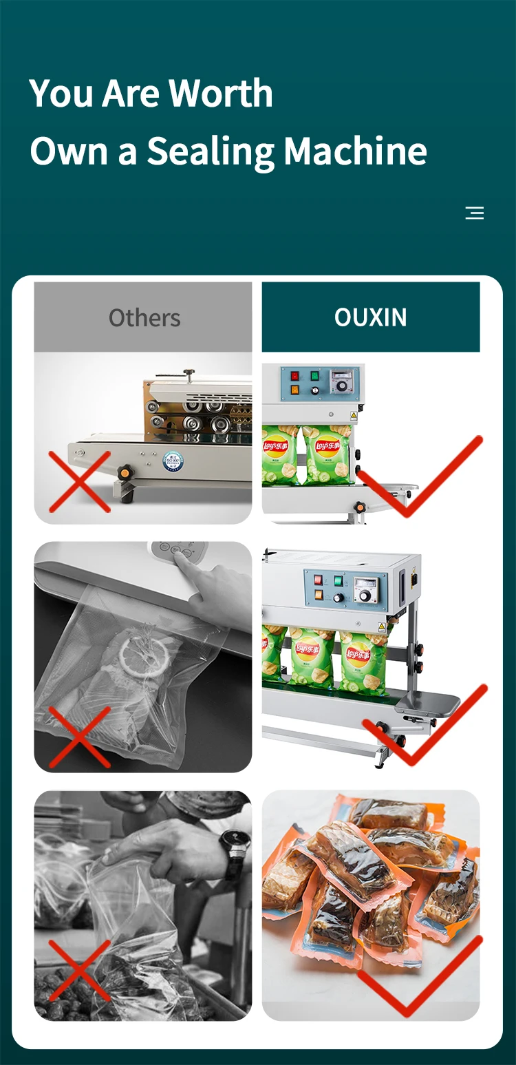 Ouxin sealing machine commercial automatic snack continuous aluminum foil bag plastic bag vertical packaging machine