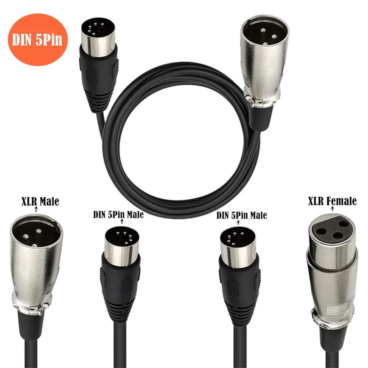كابل صوت TCE DIN 5 Pin إلى XLR 3 Pin لأدوات الموسيقى أو الكابلات المطابقة مع MIDI أو XLR DIN 5P ذكر إلى XLR ذكر #2