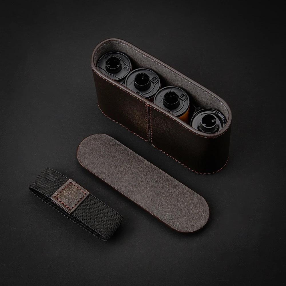 Capa de filme de couro genuíno 120/135/35mm, 4 rolos, 35 caixas de armazenamento para 135 35mm, caixa de filme 135 preto e branco, recipiente de filme colorido