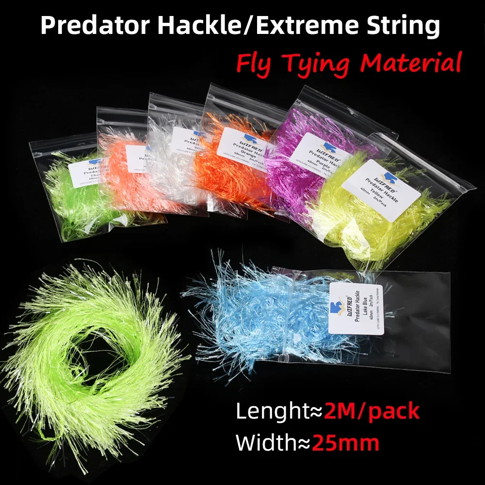 Wifreo 4M 25mm Extreme String Predator Hackle Fly Tying Material for Bull Trout Pike Muskie Saltwater Predators Fishing Lures