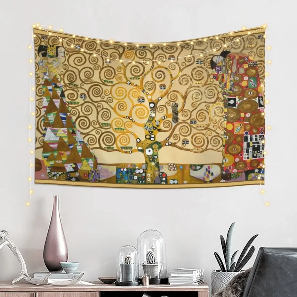 The Tree of Life with gold stripe by Gustav Klimt Tapestry Home Decor Aesthetic Room Decor Cute Wall Hanging Tapestry