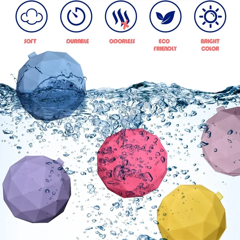 4Pcs Cute Reusable Water Balloons Quick Fill Silicone Self-Sealing Water Ball Water Toys for Summer Party Outdoor Pool Garden