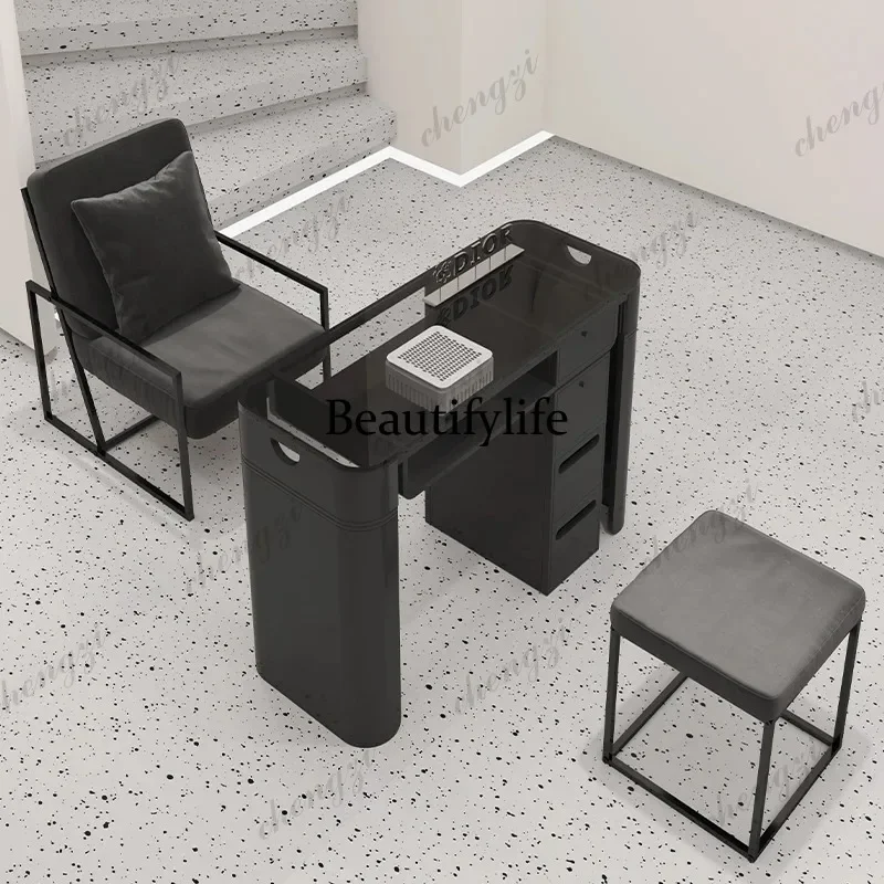 

E182 Nordic Modern Nail Desk Minimalist Design Aesthetic Classic Nail Desk Elegant Premium Mesa Manicure Profissional Salon Fur