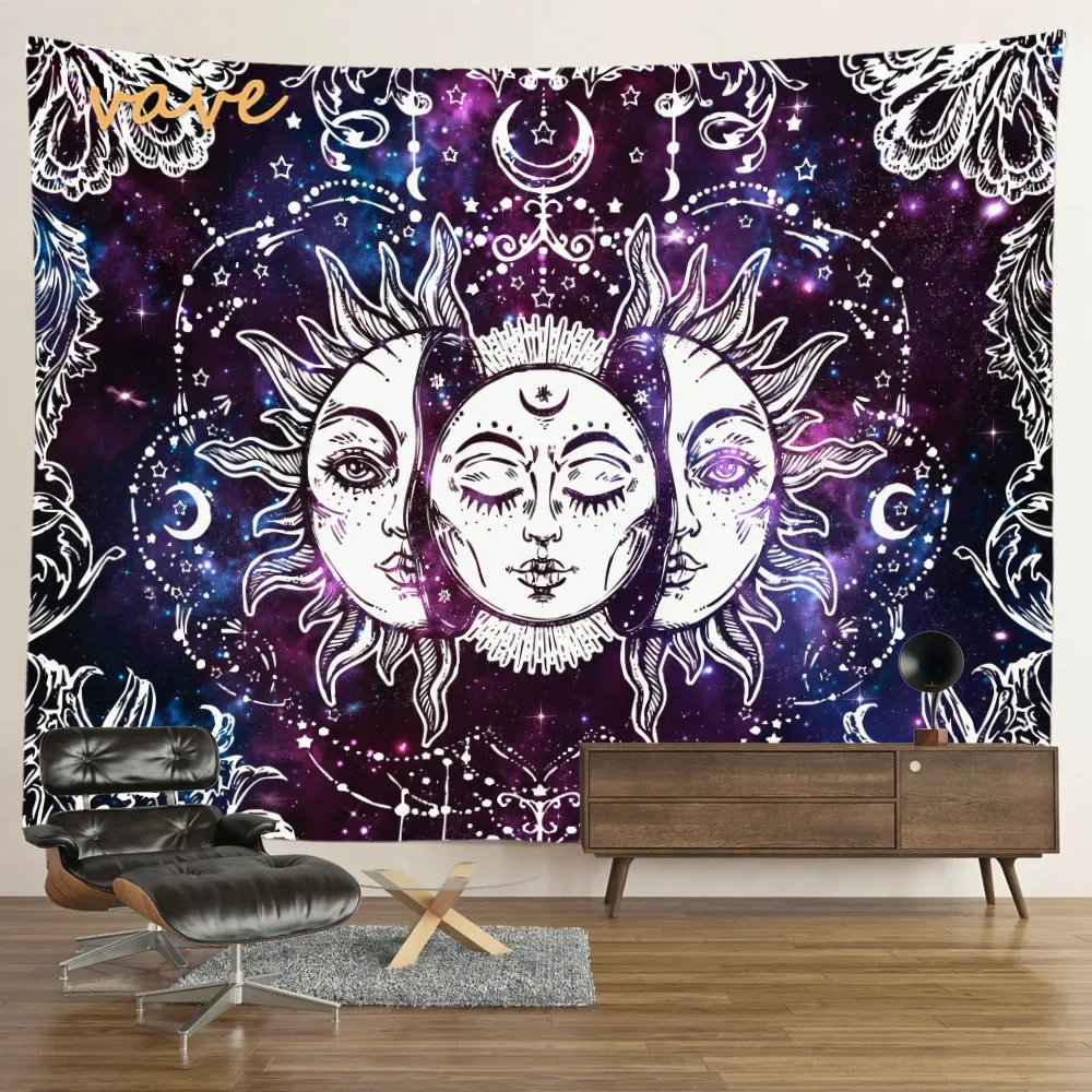 Mandala Tapestry Sun and Moon Tarot Cloth, Large Fabric, Wall Hanging, Boho Hippie Interior, Dorm Room Decor, Aesthetic