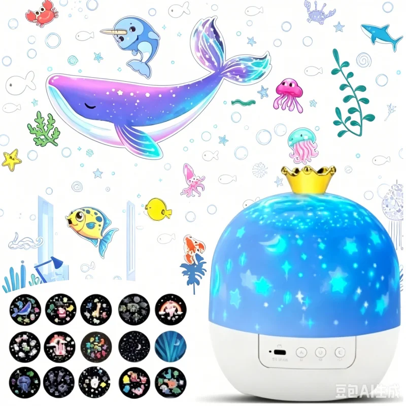 

Crown Star Projector Night Light, Rotating Starry Sky Ceiling Lamp, Bedroom Atmosphere Light for Kids Birthday Gift with Film Sh