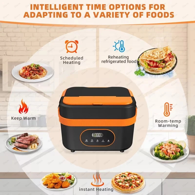 Gison Wireless Electric lunch box 1.5L Capacity 60W Smart Warm lunch box 18000mAh Battery Rechargeable Fast Heating lunch box image 2