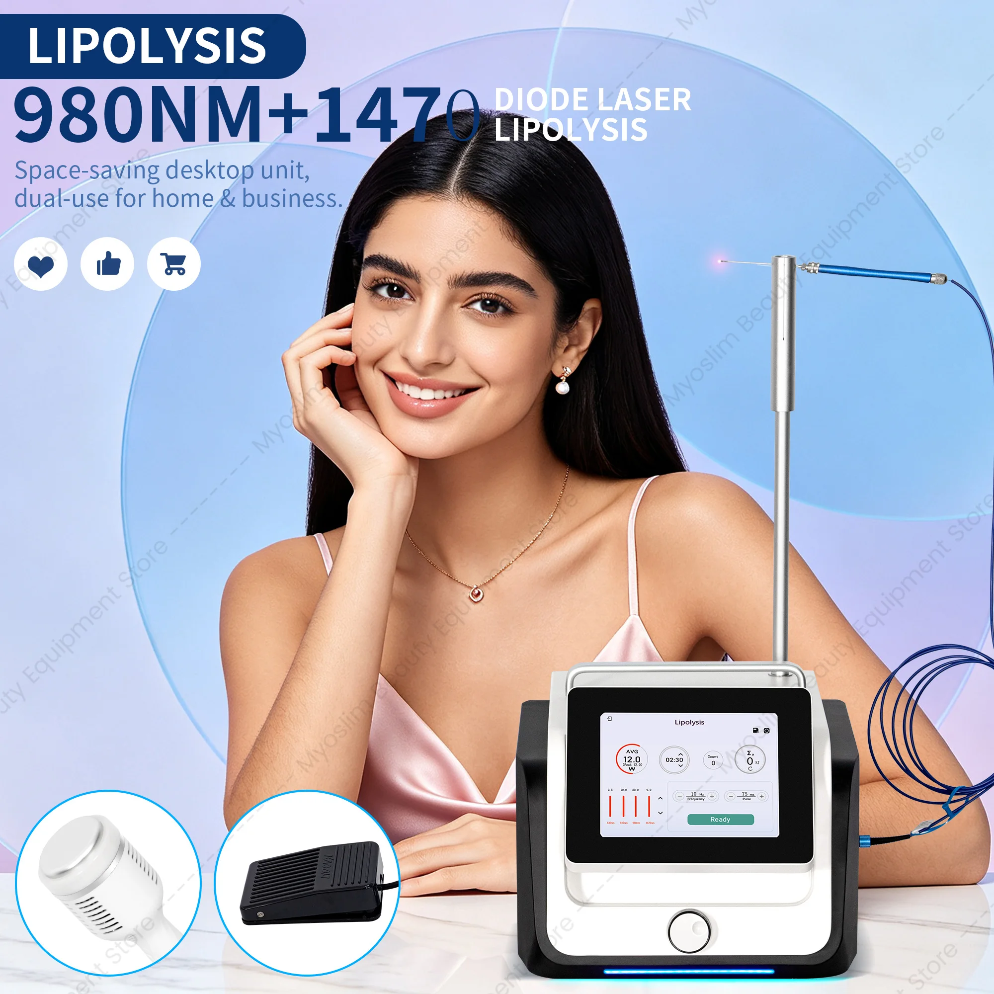 980nm 1470nm Dual Wavelength Lase Equipment Precise Hemostasis Fat Dissolving Skin Firming Facial Lifting Instrument for Beauty