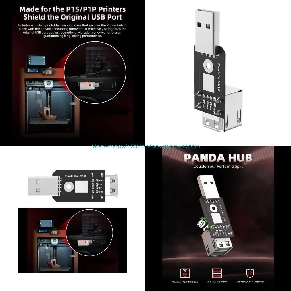 

Хаб W91A Расширение USB -адаптер порта для P1S/P1P -принтер защищает оригинальный порт