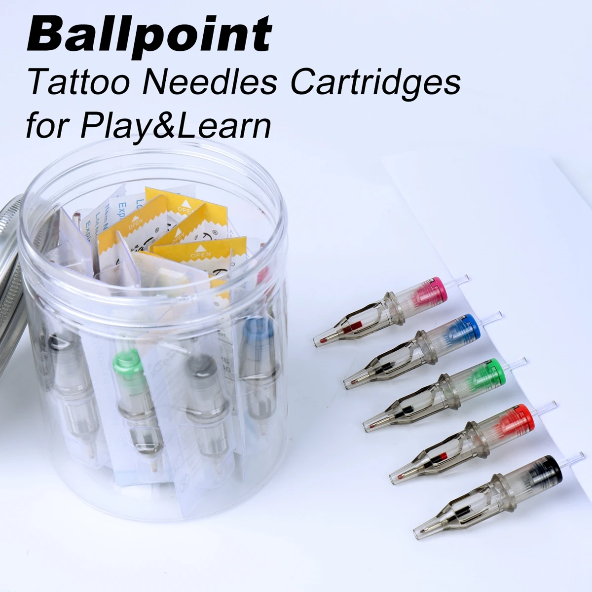 

15Pcs mixed Cartridge Needle Black Color Tattoo Practice Needle Universal Ballpoint Needle For Tattoo Beingger Practice Supplies