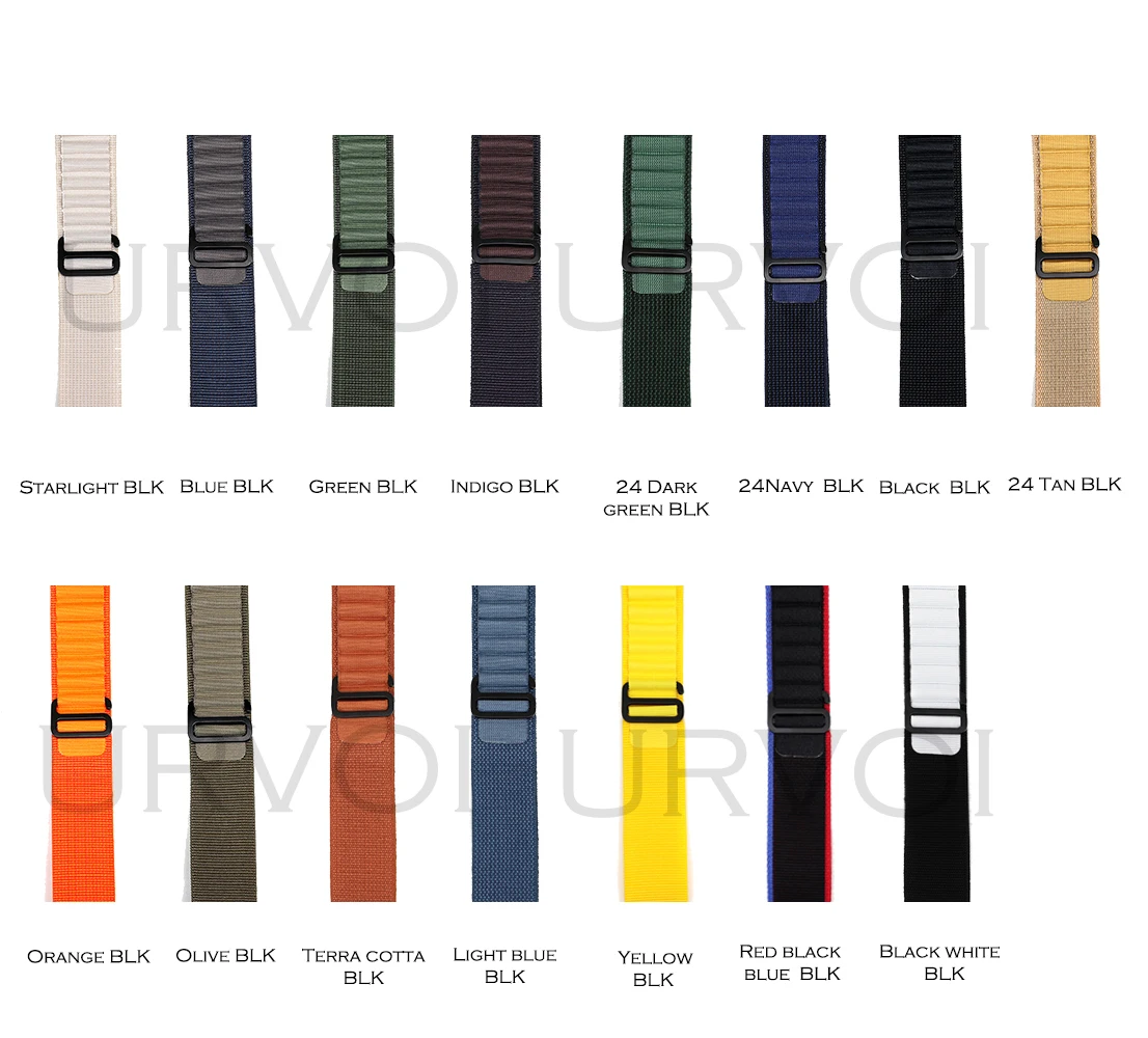 حلقة URVOI Alpine لساعة Apple Ultra 3 2 سلسلة 11 10 9 8 SE أسود G-هوك إغلاق حزام منسوج من البوليستر لساعة iWatch 49 ملم