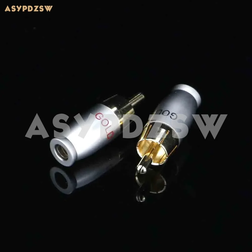 2 PCS SNAKE Gold plating Silver grey 5mm Audio/video lotus plug AV MINI RCA plug