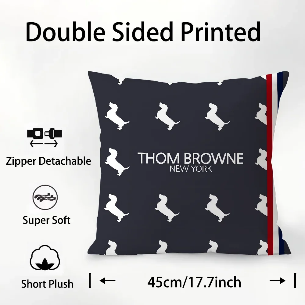 Luxury T_Thom B-Browne Pillow Case Plush Fabric Soft Double Sided Print Sofa Cushion Cover Throw Pillow Covers