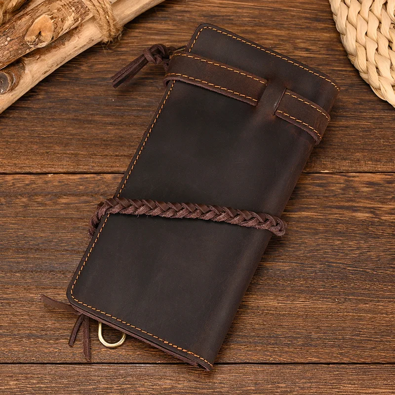 Newsbirds Genuine Leather Long Wallet Wrist Belt Strap Chain Wallet Christmas Gift Wallet gift men woman wallets Clip Purse