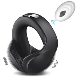 Vibrating Cock Ring for Men Ejaculation Delay Wireless Remote Control Testis Massager Penis Ring Sex Toy for Couples