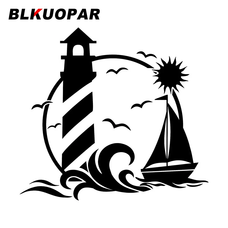 BLKUOPAR BEACH Lighthouse Sailboat SUNSET Car Sticker Creative Deal Scratch-Proof Motorcycle Surfboard Car Goods