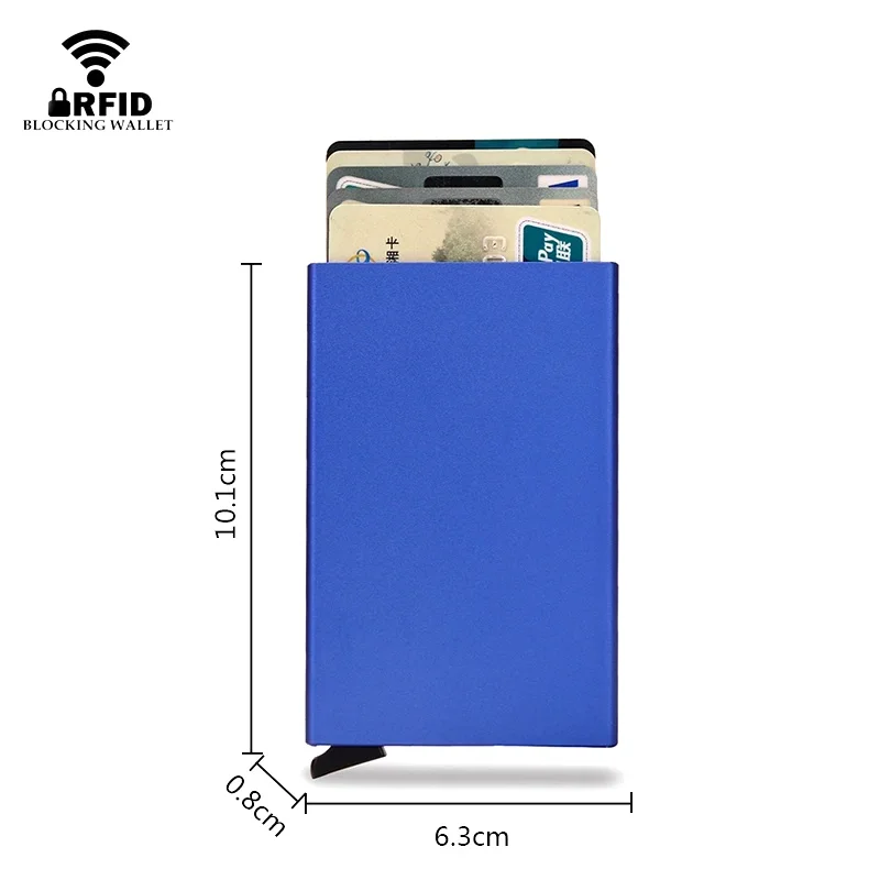 Rfid Smart Wallet Card Holder Metal Thin Slim Men Women Wallets Pop Up Minimalist Wallet Small Black Purse Vallet Walets for Men - view 6