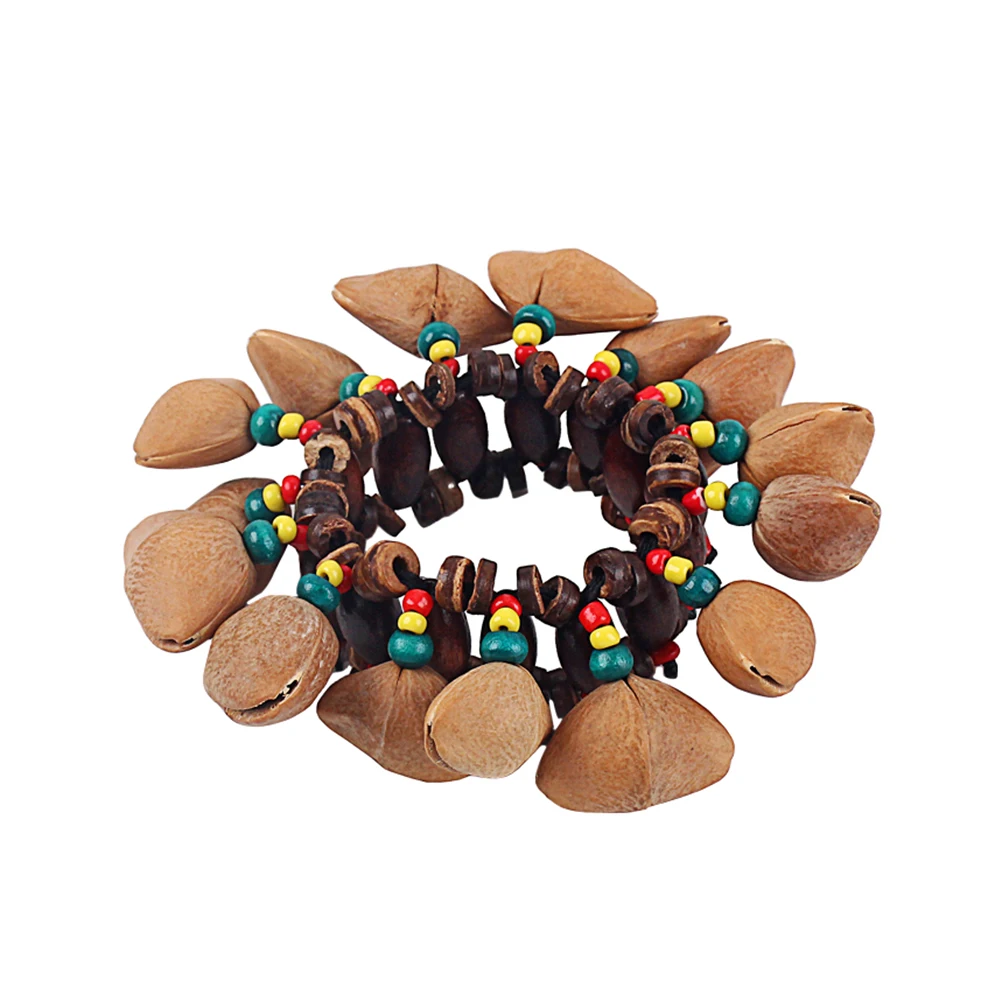 

Nut Shell Orchestral Percussion Bracelet Musical Instrument Handmade Ethnic Design Natural Dry Clear Handbell Nut Shell Bracelet