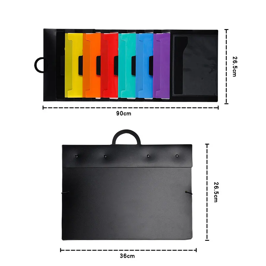 Folders A4 Office Portable Hanging Storage Bag 6 Pockets Expanding File Folder Wall-mounted Colorful Expanding  Container