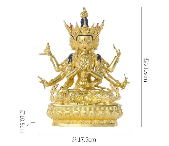 21CM High grade gold gilding Buddha brass statue HOME family effective protection Tibetan Nepal Namgyalma usnisa vijaya Buddha