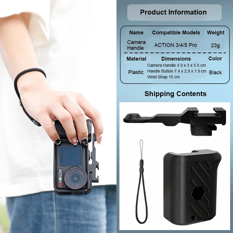

3D printing Street Grip Vlog Holder Combo Camera Grip Holder For DJI Action 5 Pro/4/3 Action Camera Grip Camera Accessories