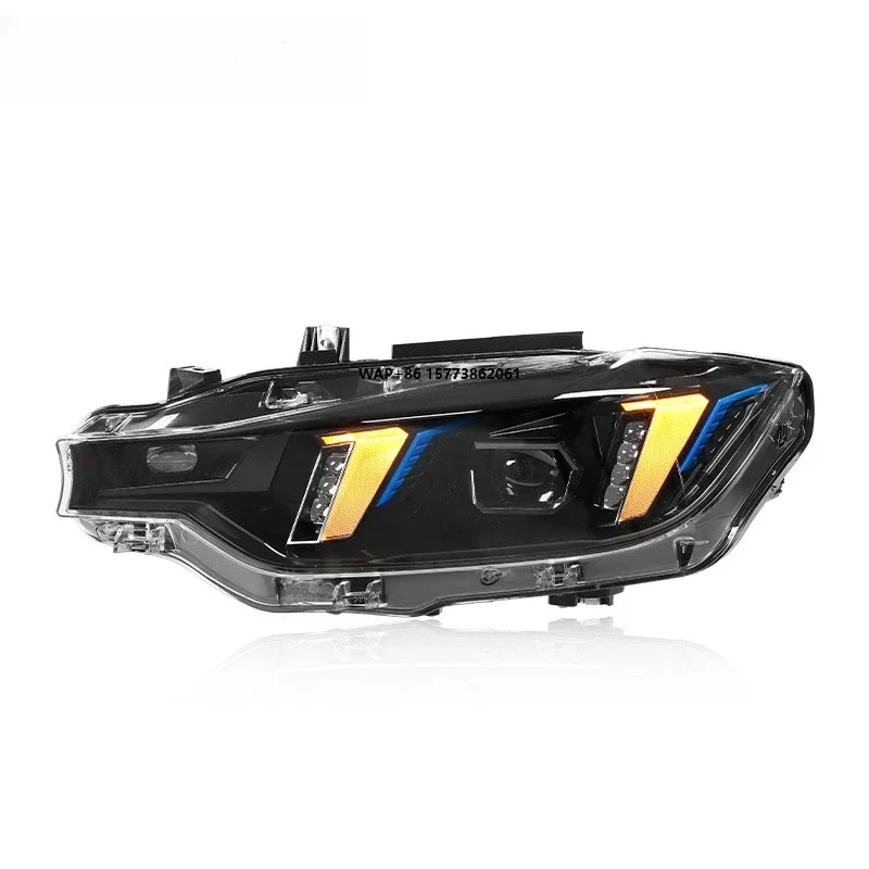 

1 Unit For 13-18 for 3 Series F30 Headlight Assembly Modification with Fang Shaped LED DRL Steering Lens 12V New