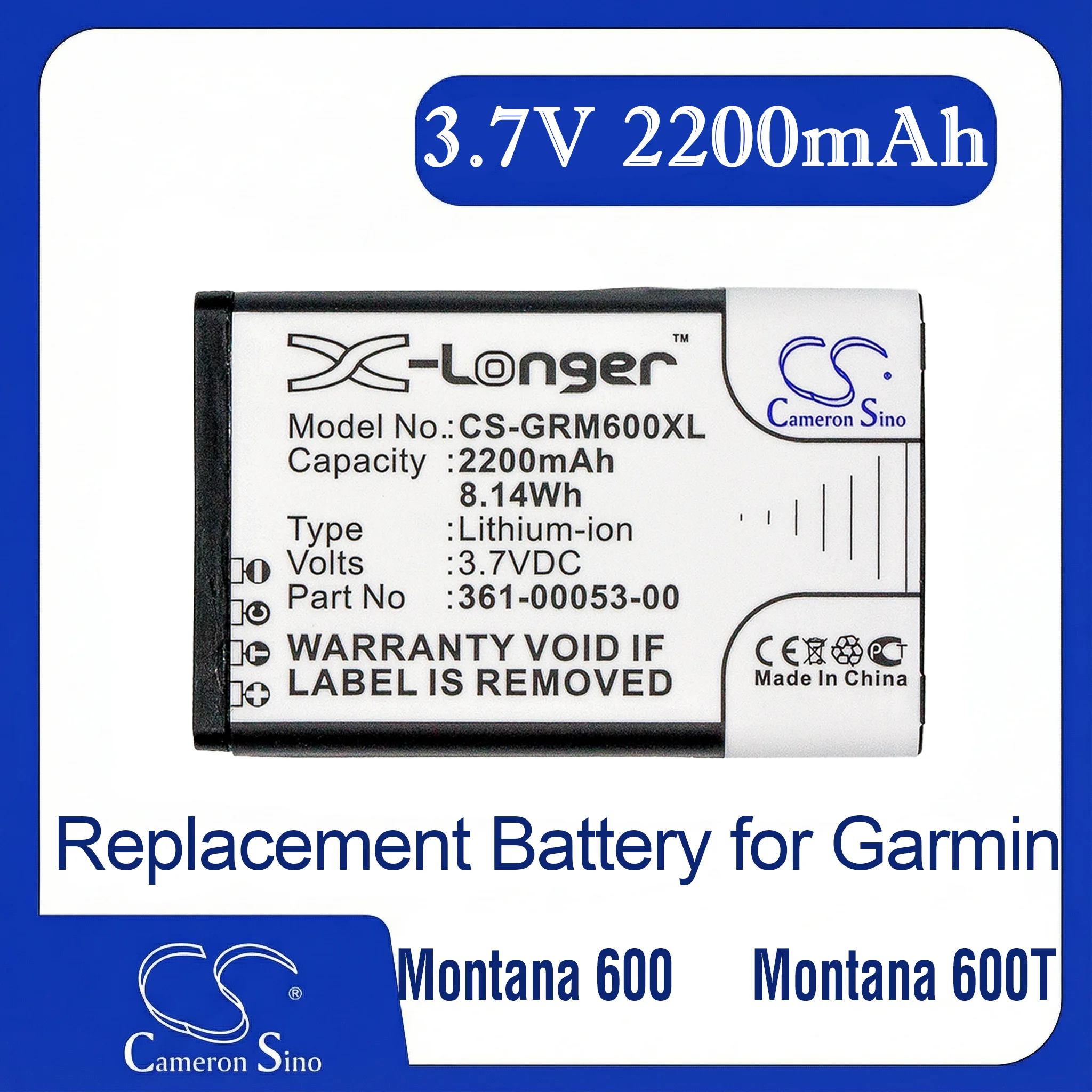 

Cameron Sino Replacement Battery for Garmin Alpha 100, Alpha 200, Alpha 200i, Alpha 300,, Fits P/N 010-11599-00,010-11654-03,