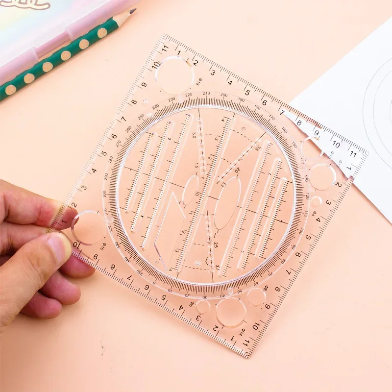 Art Design Construction, Stereo Geometry Ellipse Drafting, Multifunctional Drawing Template, Scale Ruler Measuring Tool