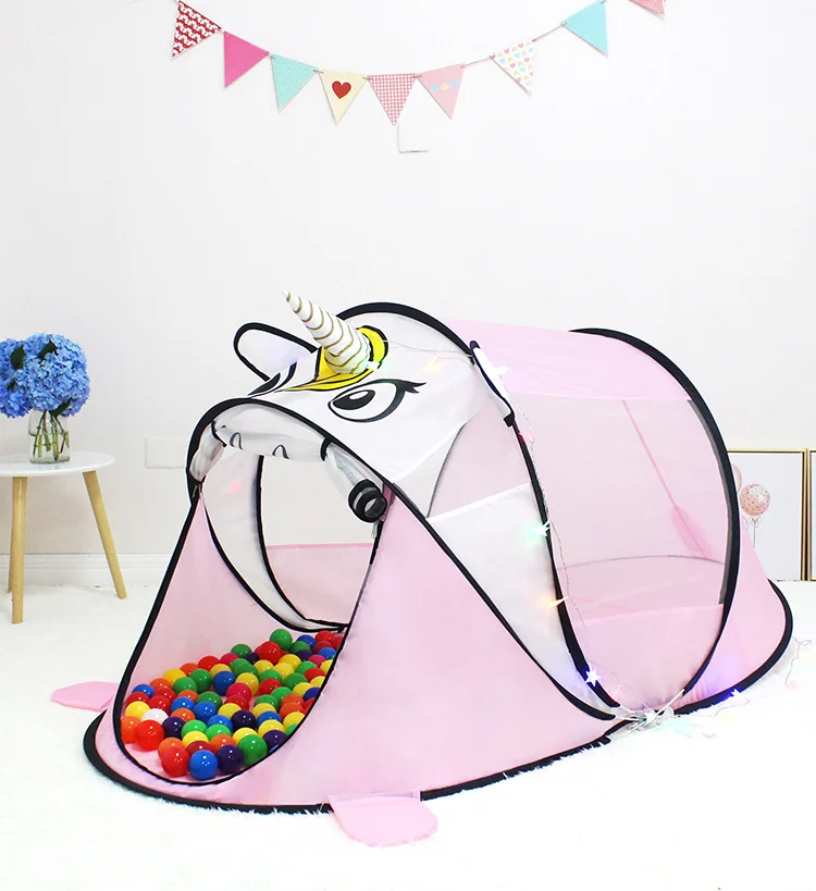 الكرتون الحيوان خيمة الاطفال اللعب منزل في الهواء الطلق المنبثقة خيمة داخلي كرة أطفال حفرة بركة المحمولة يونيكورن ديناصور الأميرة خيمة لعبة #5